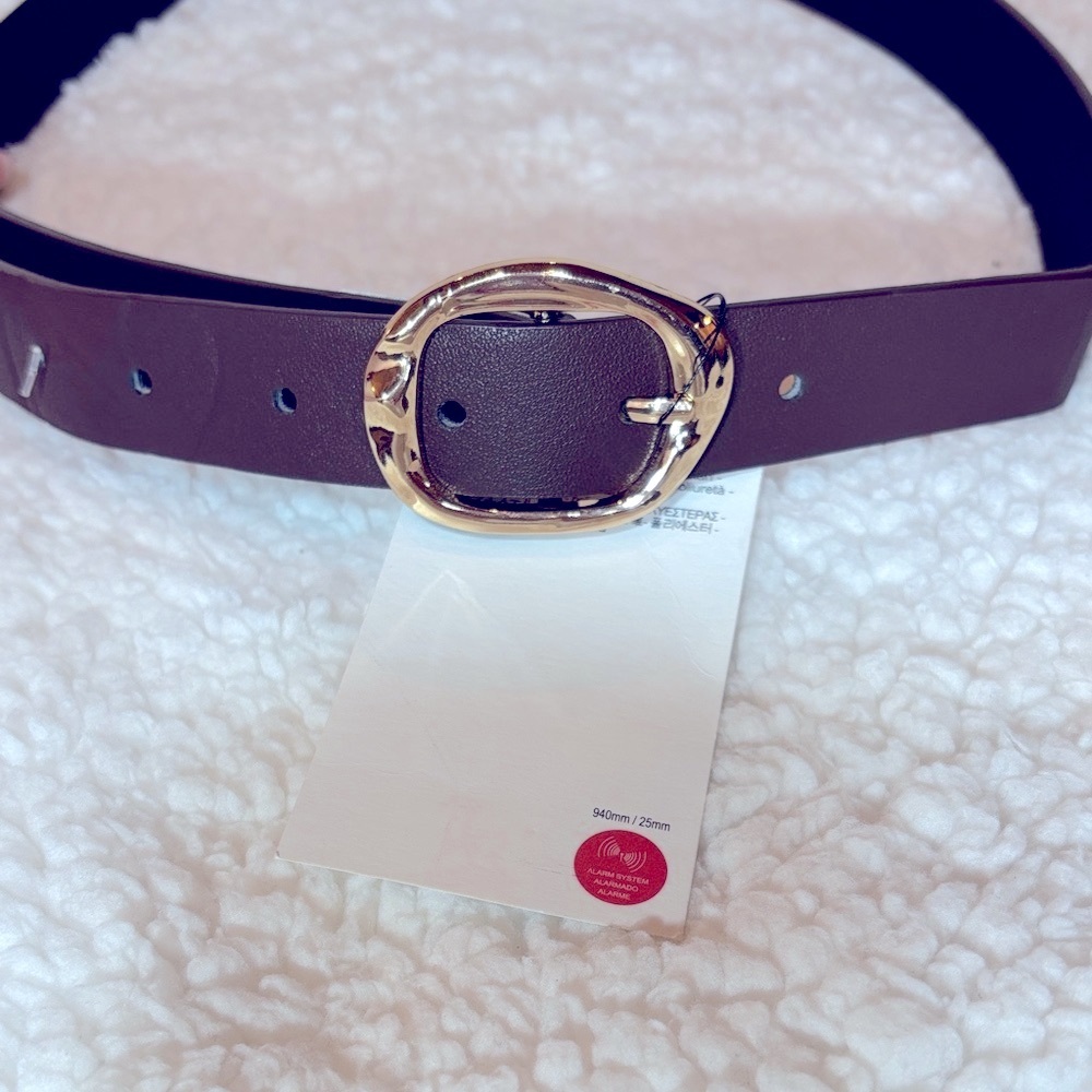 Zara‎ Brown Belt with oval Gold Buckle